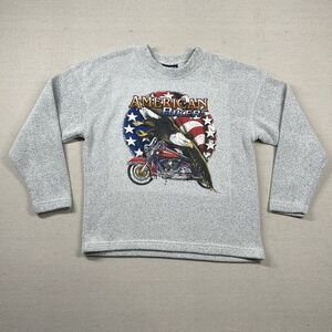 Vintage Sweat Works Sweatshirt Mens M American Biker Eagle Patriotic Motorcycle